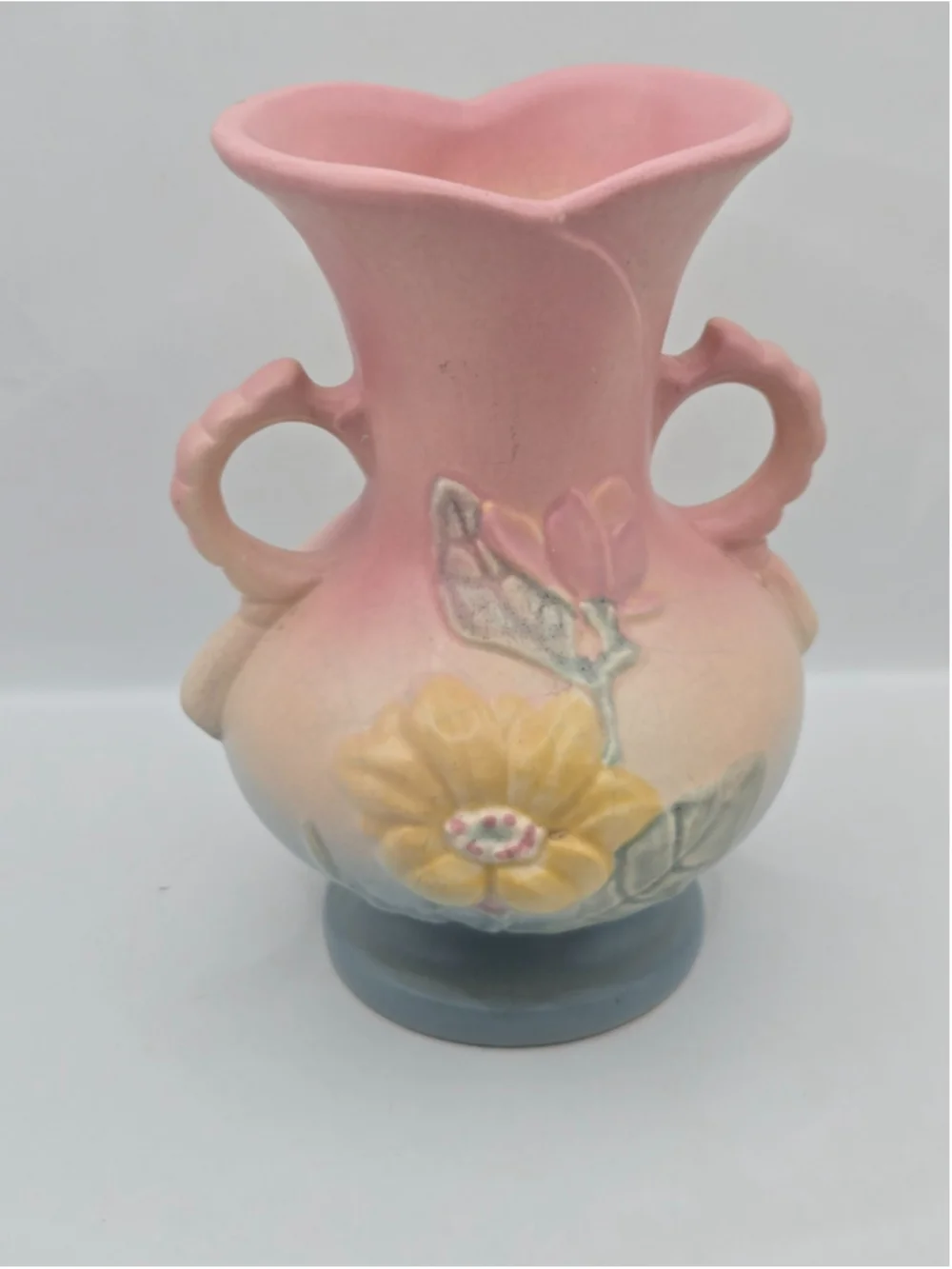 Vintage Hull Art Pottery Magnolia Vase 15-6 1/4 Pink Blue Matte 1940s USA